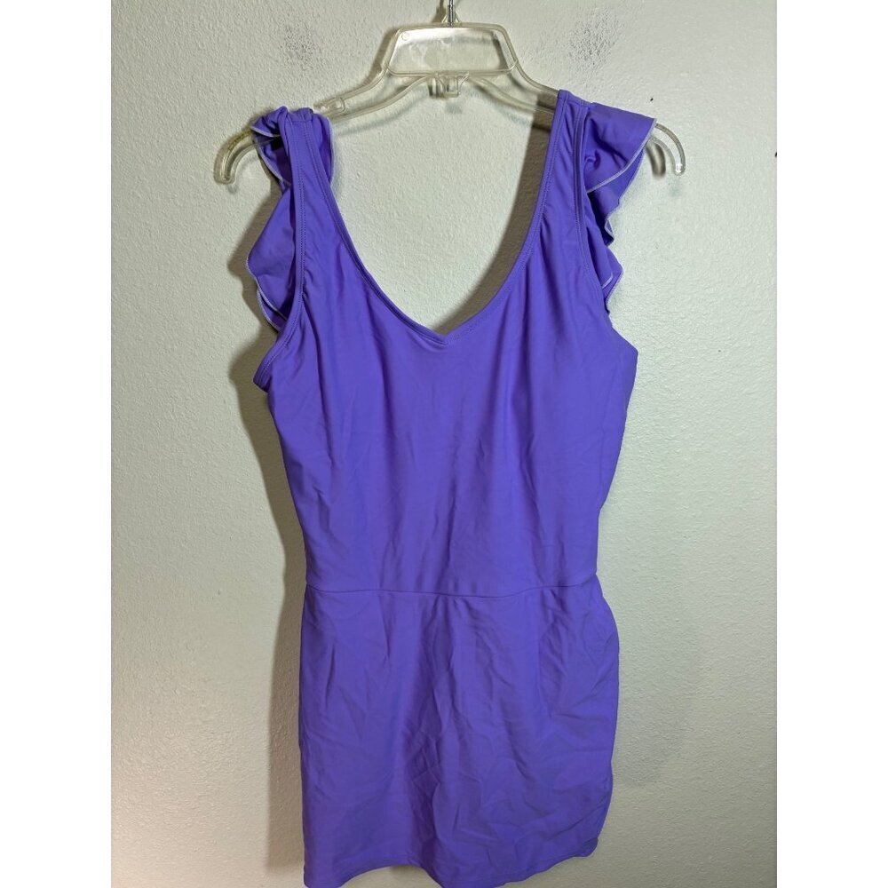 NWOT Cute One Piece Swim Dress Boho Summer Beach Vacation Purple Size Large